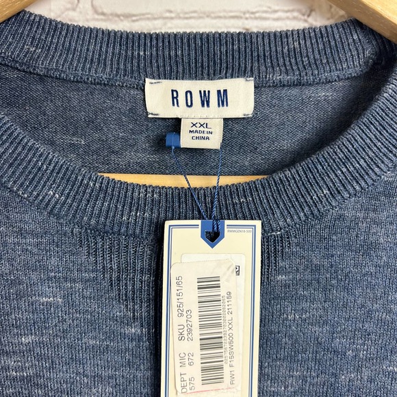 ROWM Mens Dillards Crew Neck Sweater Heather Blue Grey XXL NWT - Picture 3 of 10